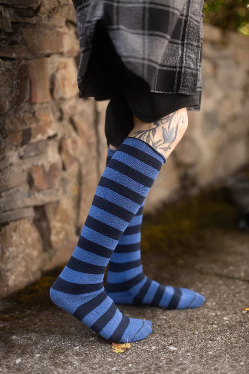 Roll Top Striped Knee High Socks - Image 29