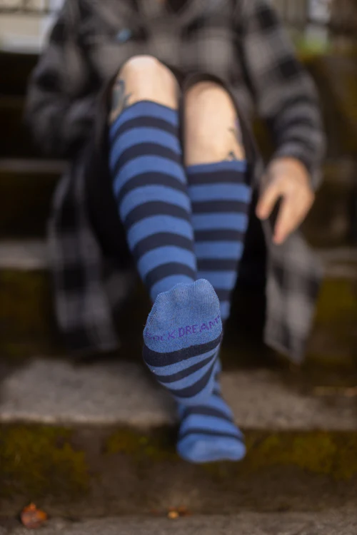 Roll Top Striped Knee High Socks - Image 30