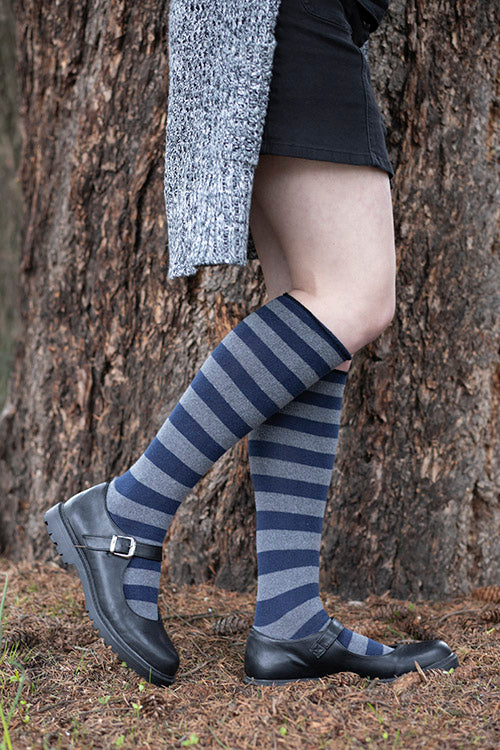 Roll Top Striped Knee High Socks - Image 34