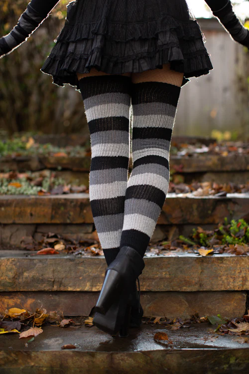 Shadow Stripes Thigh High Socks - Image 4