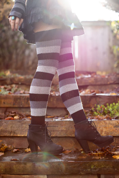 Shadow Stripes Thigh High Socks - Image 5