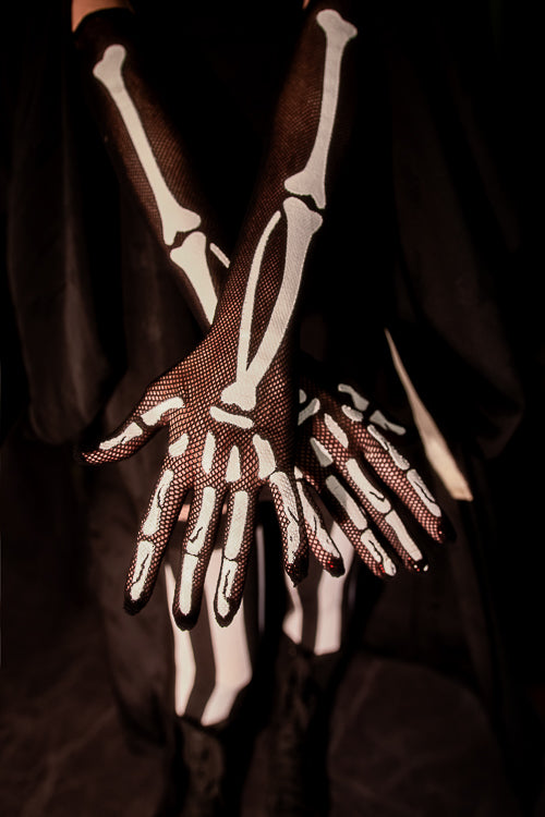 Skeleton Fishnet Long Gloves - Image 2