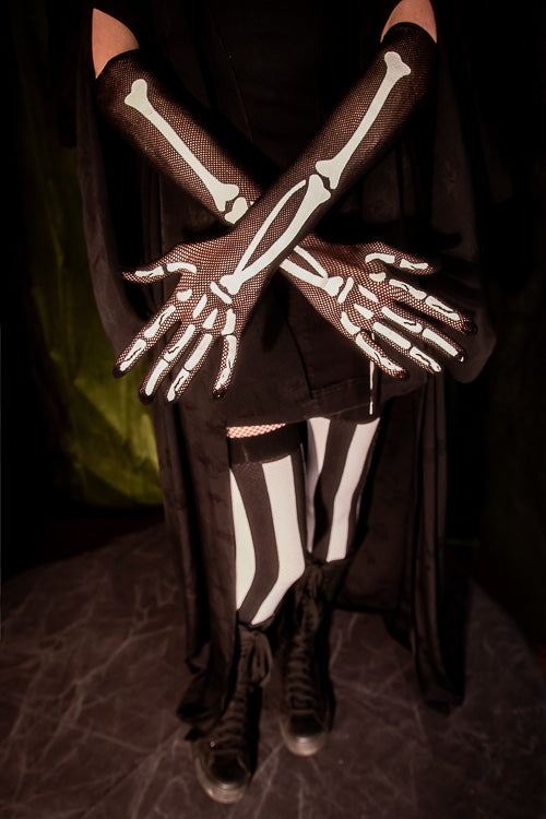 Skeleton Fishnet Long Gloves - Image 3