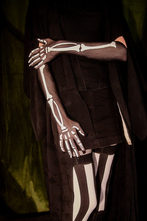 Skeleton Fishnet Long Gloves - Image 4