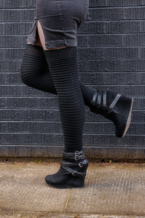 Slinky Thigh High Socks - Black - Image 3