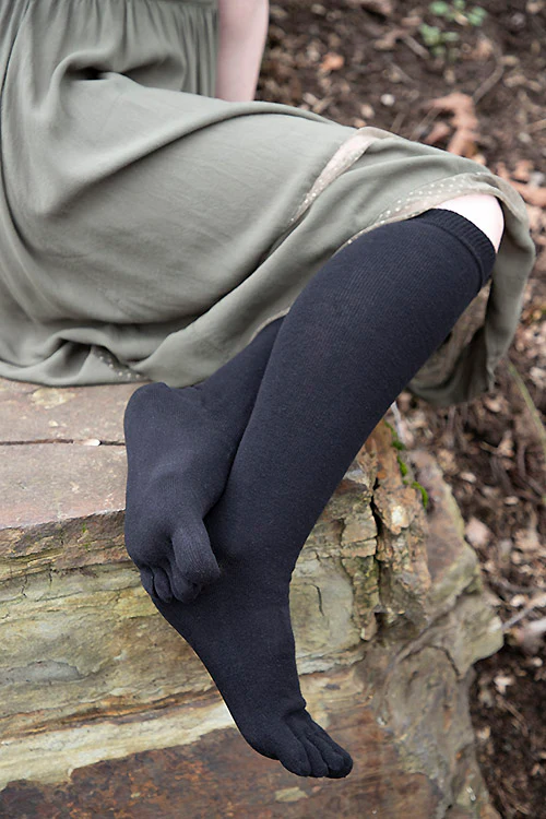 Solid Knee High Toe Socks - Image 3