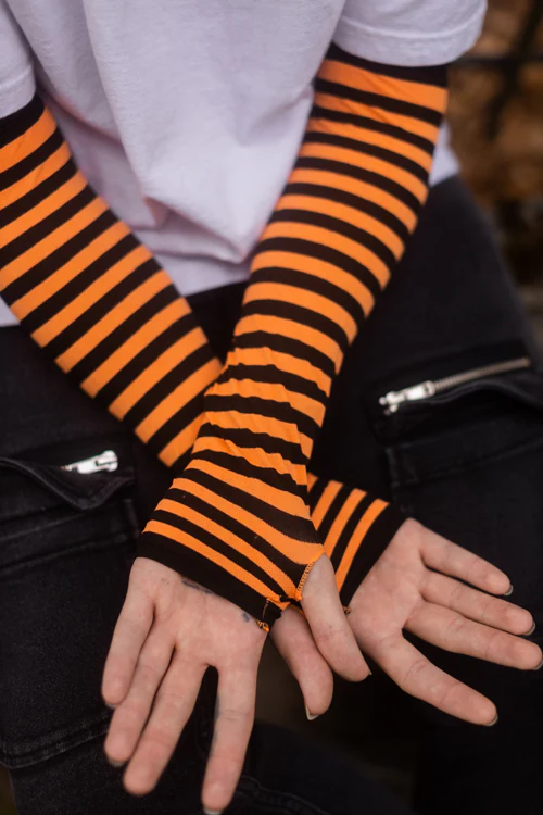 Striped Nylon Arm Warmers - Image 3