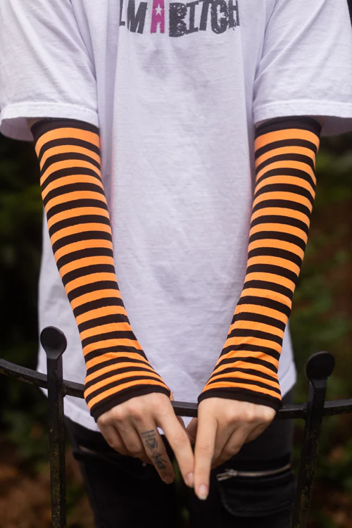 Striped Nylon Arm Warmers - Image 4