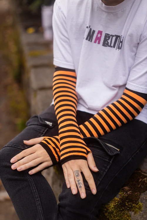 Striped Nylon Arm Warmers - Image 5