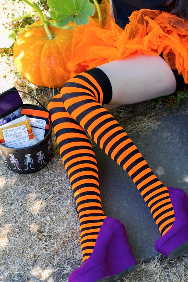 Striped Nylon Thigh Highs - Image 3