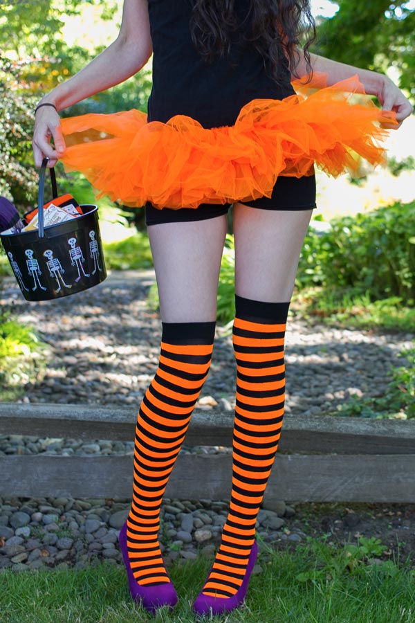 Striped Nylon Thigh Highs - Image 5
