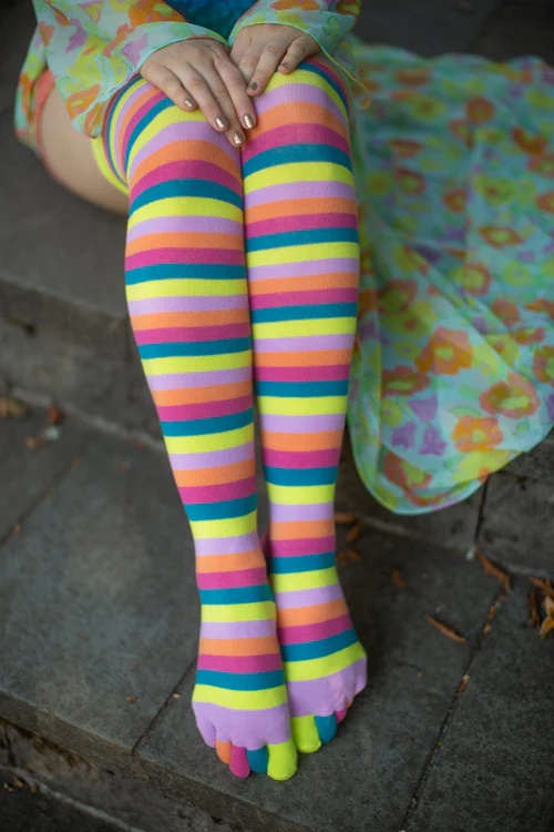 Striped Over the Knee Toe Socks - Image 21