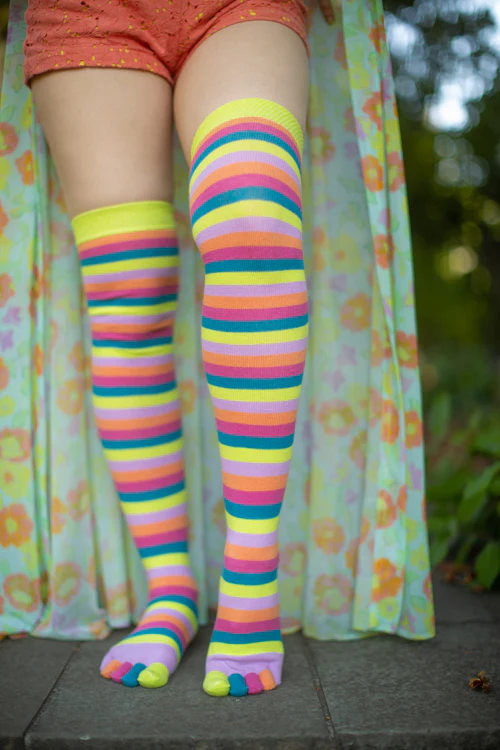 Striped Over the Knee Toe Socks - Image 23