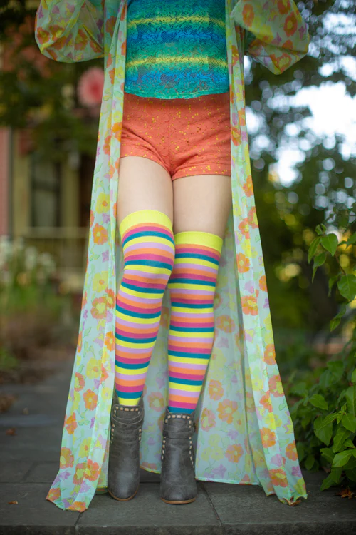 Striped Over the Knee Toe Socks - Image 24