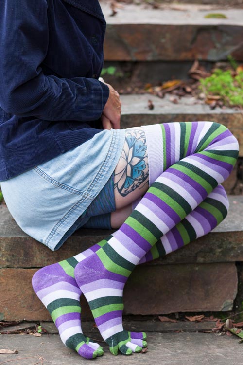 Striped Over the Knee Toe Socks - Image 28