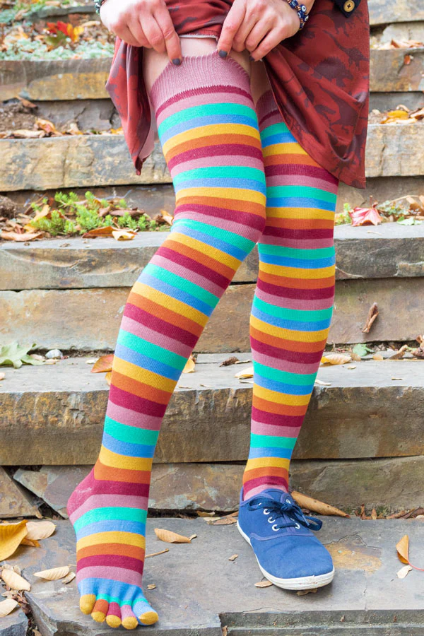 Striped Over the Knee Toe Socks - Image 30