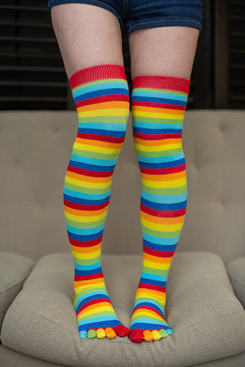 Striped Over the Knee Toe Socks - Image 34