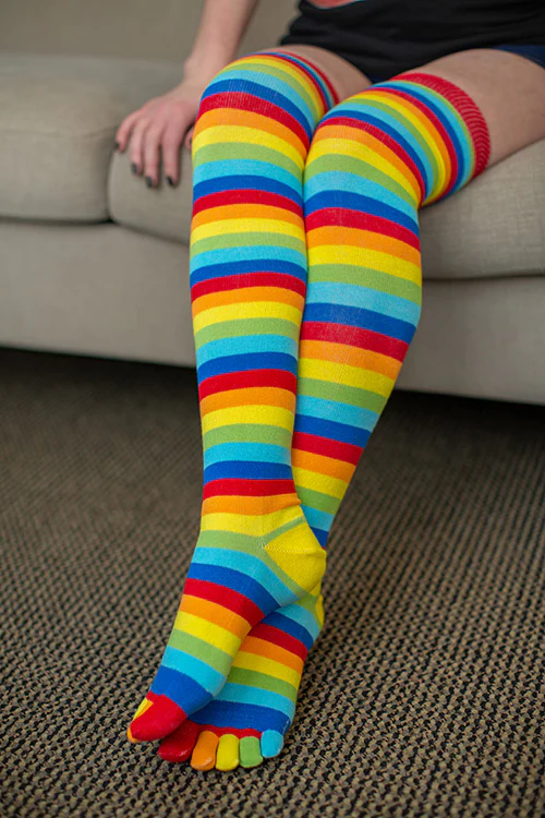 Striped Over the Knee Toe Socks - Image 35