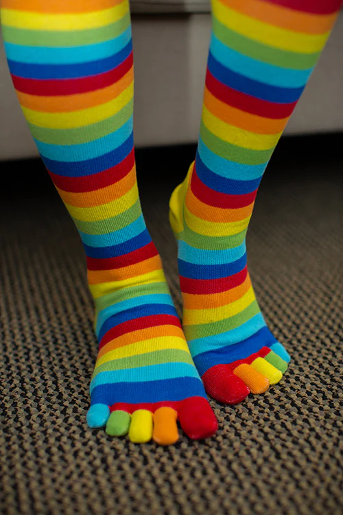 Striped Over the Knee Toe Socks - Image 36