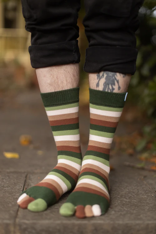 Stripy Crew Toe Socks - Image 3
