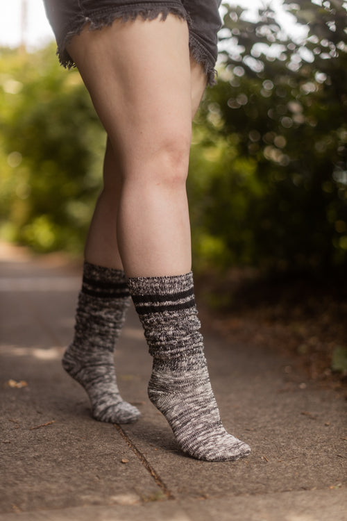Top-Striped Marled Slouch Knee Socks - Image 3