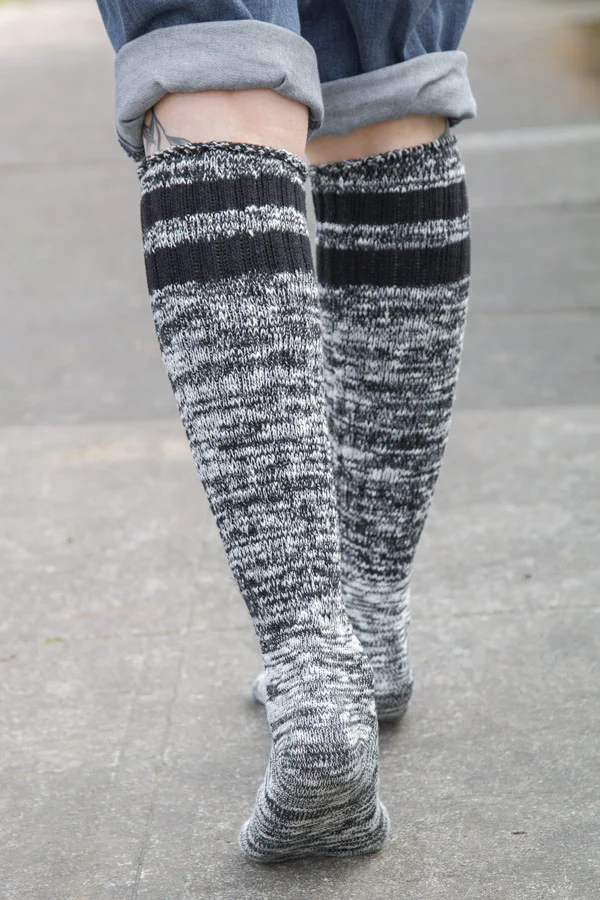 Top-Striped Marled Slouch Knee Socks - Image 4