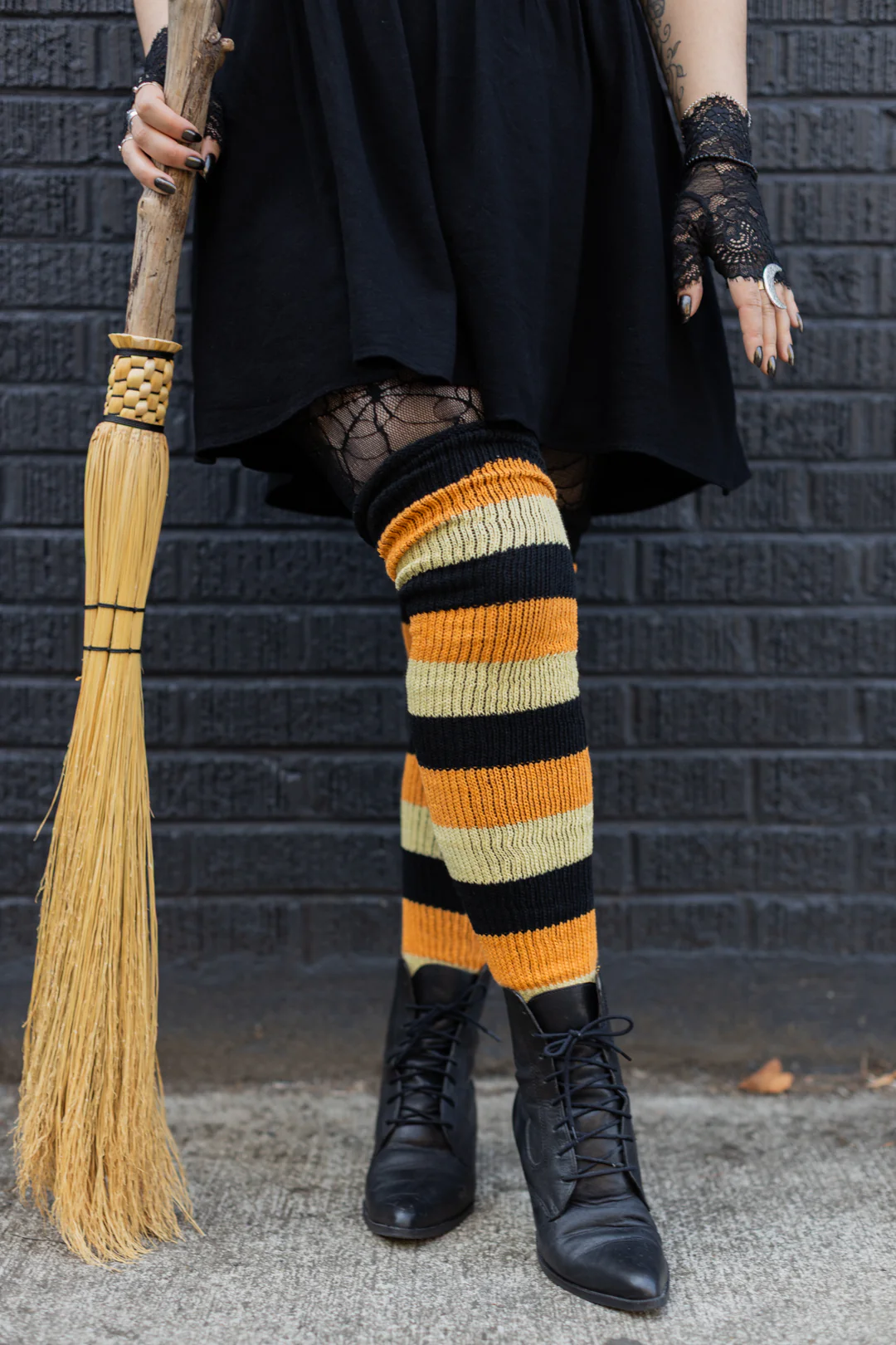 Trick or Treat Stripes Thigh High - Image 5