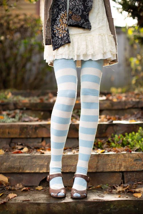 Longer Striped Extraordinary Thigh High Socks - Image 58